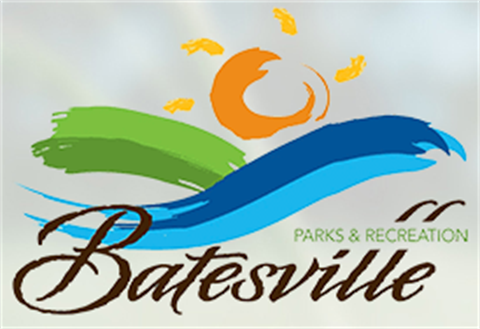 painting of sun hills and river with words Batesville parks and recreation 